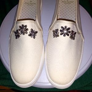 WONDERFUL NWOT kate spade Keds Bridal Triple Decker Stone Canvas Sneaker…